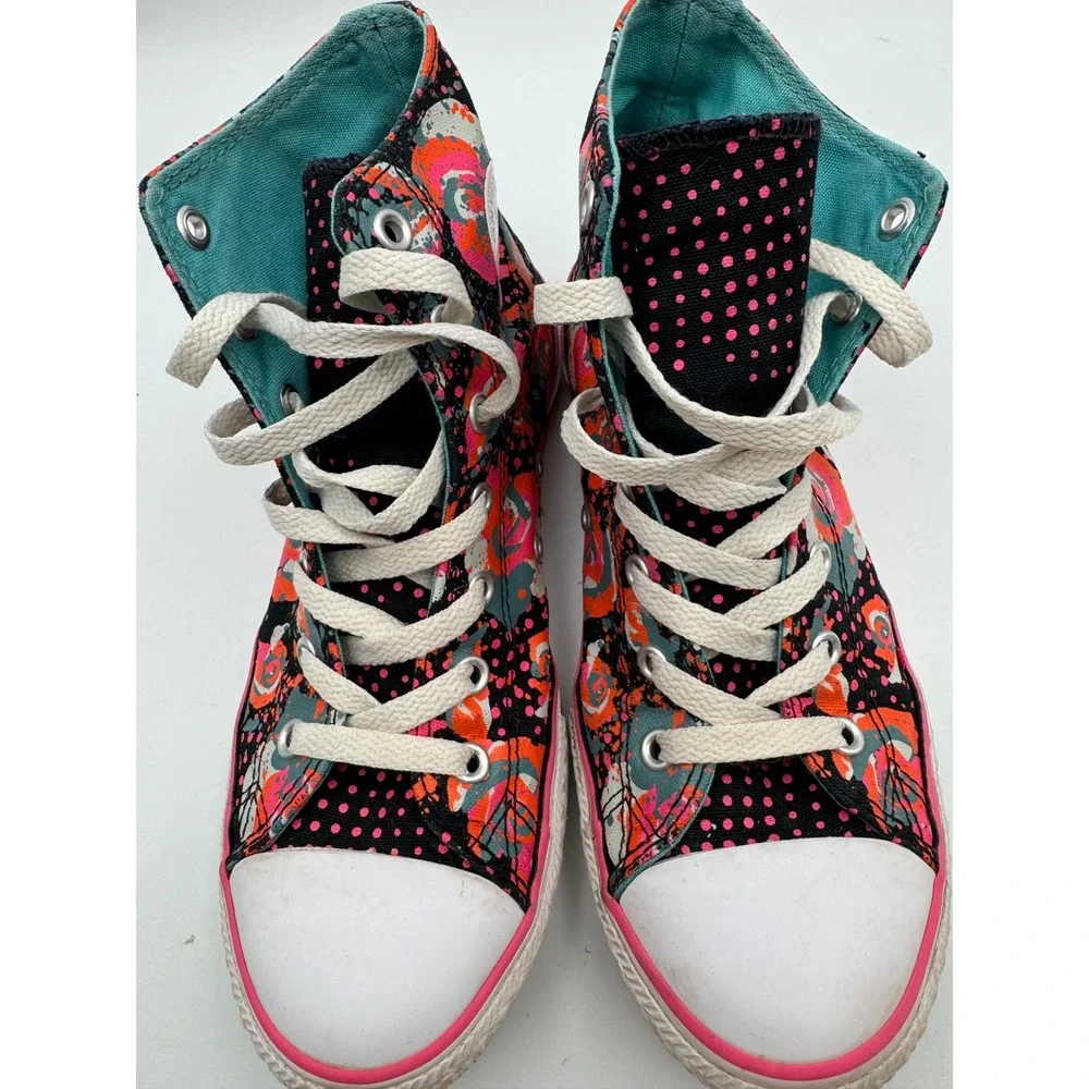 Converse Chuck Taylor All Star High Top Floral Polka Dot Sneakers 654210F 4.5Y